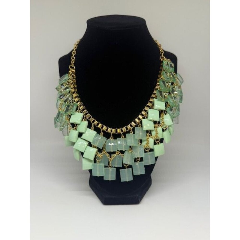 NWT M. Haskell Seafoam/Mint Beaded Bib Adjustable Length Necklace